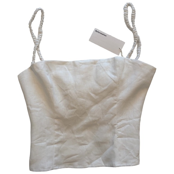 Reformation NWT Amaya Linen Top White Size S - Picture 3 of 6